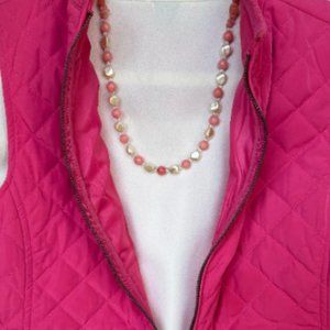 Pink and Pearl Beaded Necklace and Earrings Set NWT